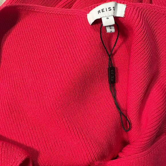 Reiss Dakota Rib Dress S NWOT Pink Sweater Sheath Midi Travel Resort Cruise - Picture 9 of 10